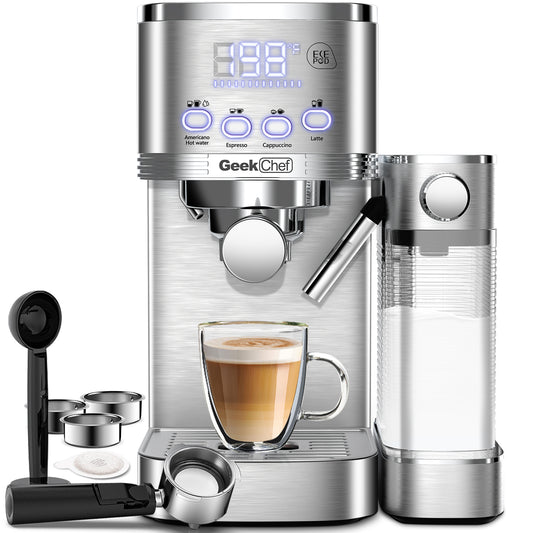 Geek Chef Espresso And Cappuccino Machine With Automatic Milk Frother,20Bar Espresso Maker For Home, HOME