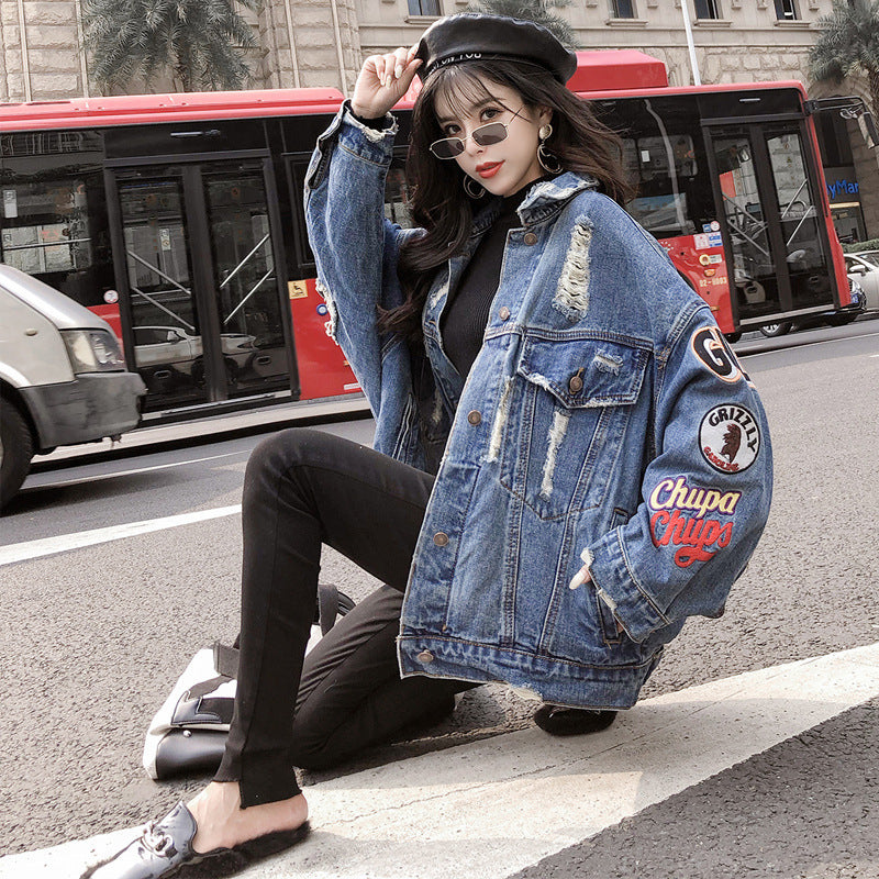 Ripped denim jacket apparels & accessories