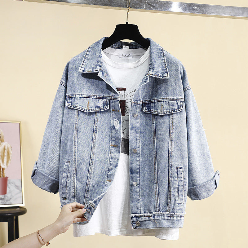 Women's ripped denim jacket spring and autumn apparels & accessories