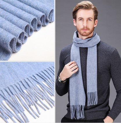 High-end brand winter cashmere scarf Men and women with pure wool warm retro thickened long collar Men's Scarves