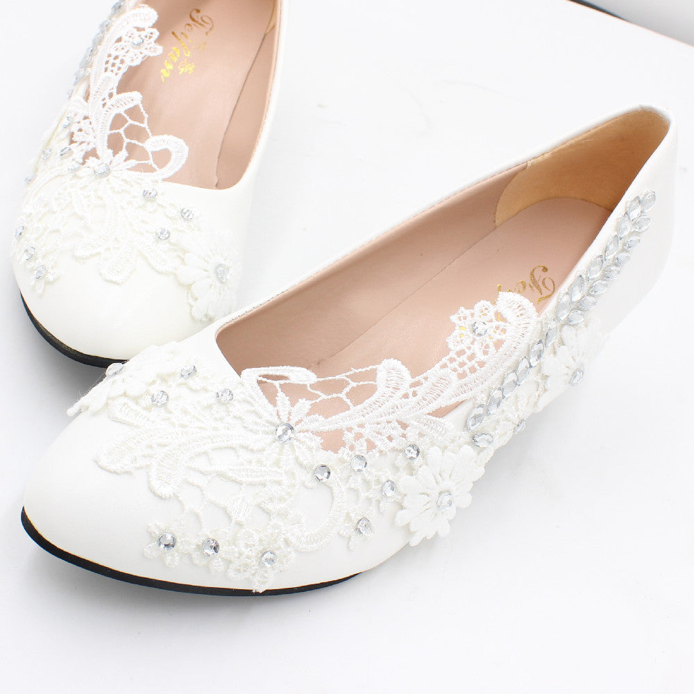 Lace Silver Sequins Adorn White Wedding High Heels Shoes & Bags