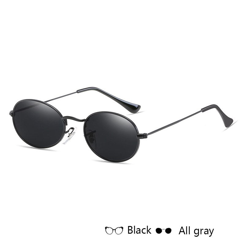 Fashion Women Sunglasses Famous Oval Sun Glasses Luxury Brand Metal Round Frames Black Small Cheap Eyewear apparels & accessories