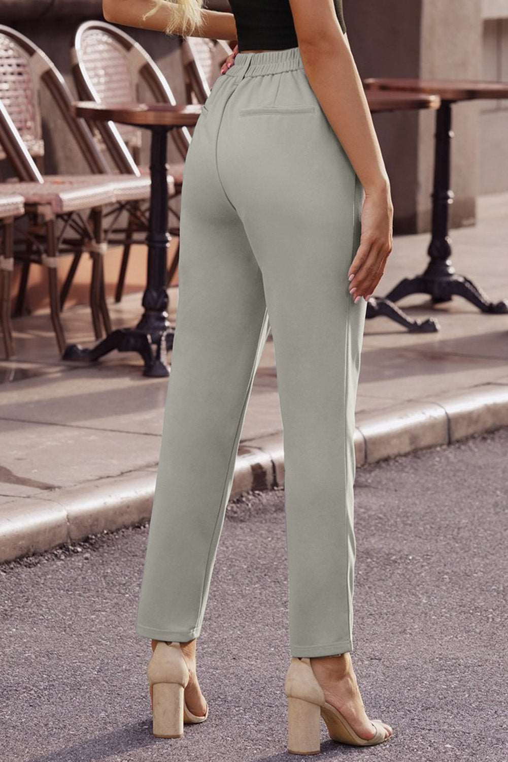 Ankle-Length Straight Leg Pants with Pockets apparel & accessories