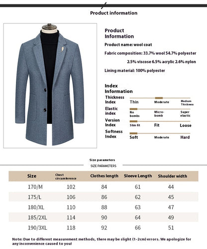 Men's Lapel Herringbone Slim-fit Cashmere Coat men's clothing