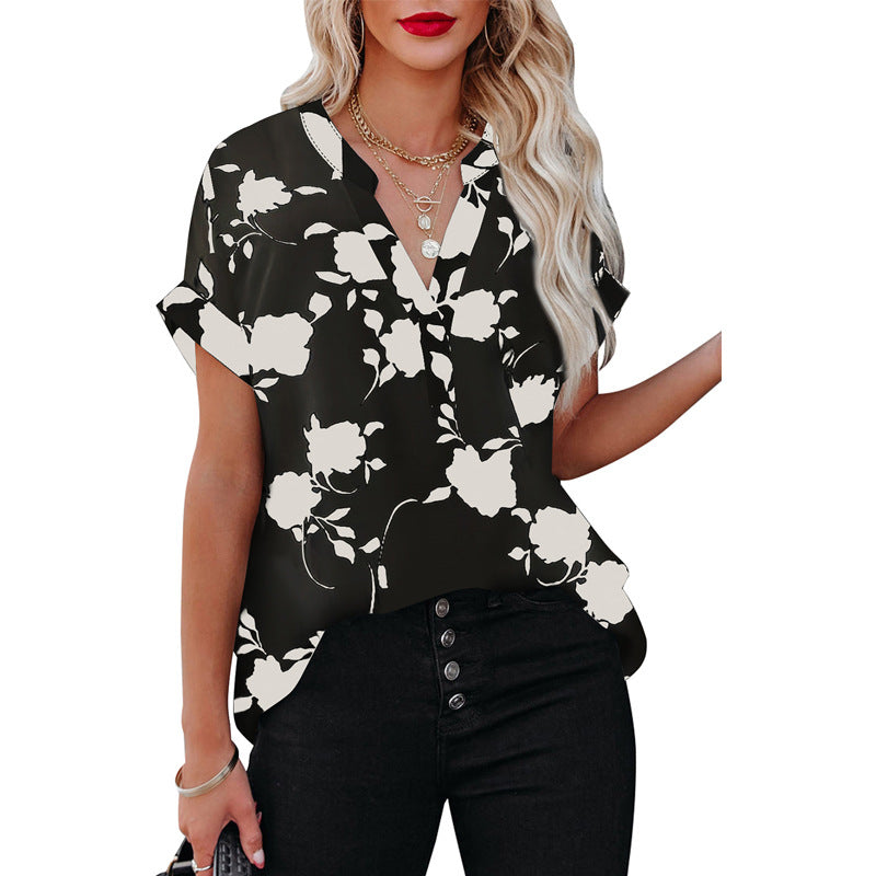 Summer Women's Clothing New Floral Print Short Sleeve Shirt For Women apparels & accessories