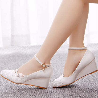 Women's Casual Shallow Mouth Round Toe High Heels Shoes & Bags