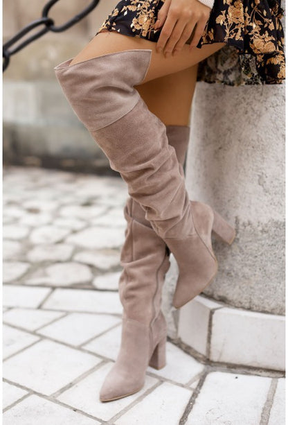 Fall Winter Fashion High Heel Pointed Toe Suede Women's Over-the-knee Boots Shoes & Bags