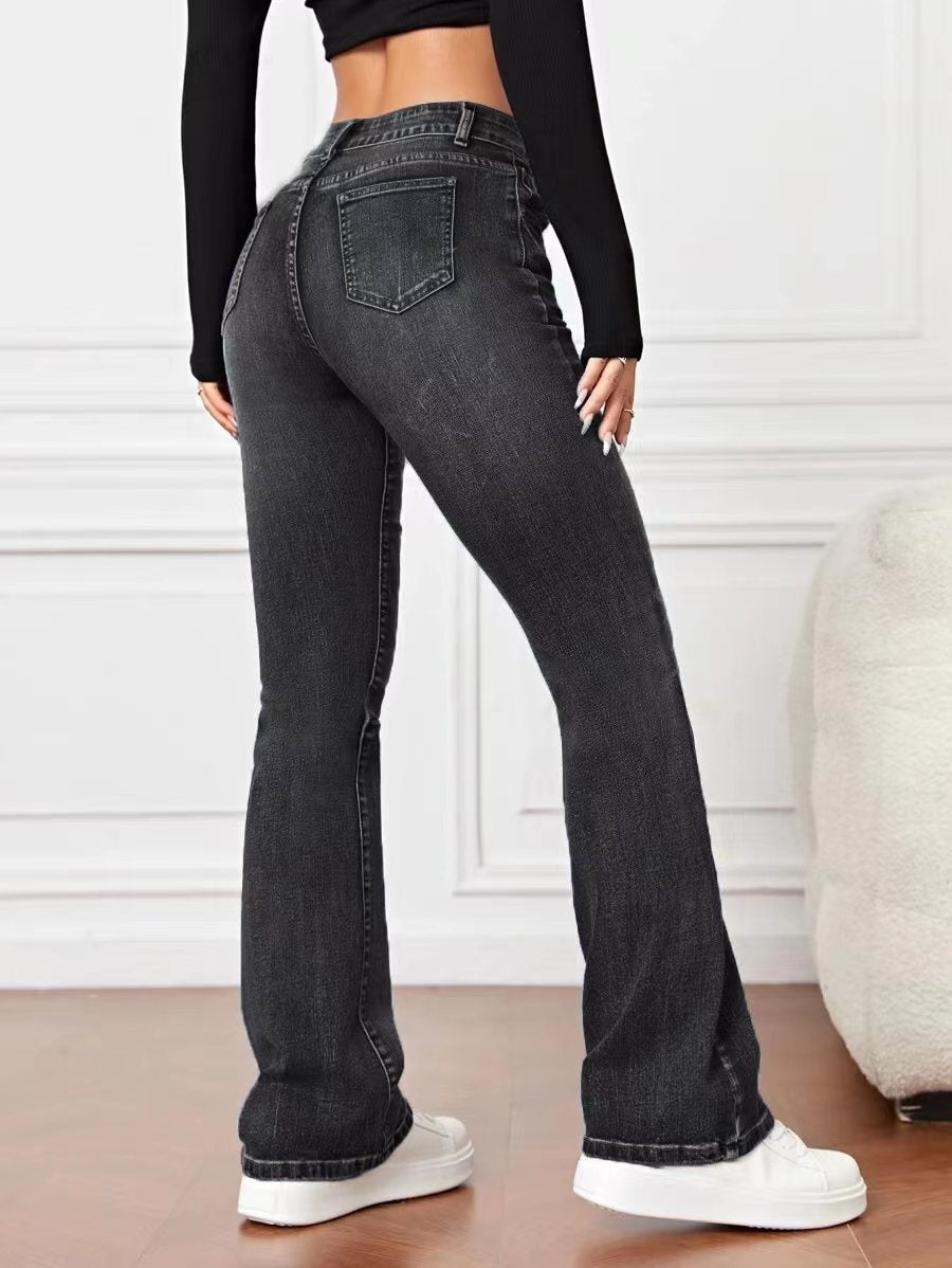 Denim High Waist Loose And Slimming Bootcut Trousers apparel & accessories