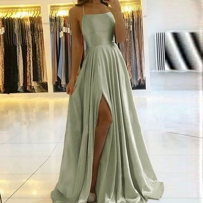 Elegant Multicolor Plus And Extra Size Evening Gown Prom Maxi Dress Sling Glossy Satin apparels & accessories