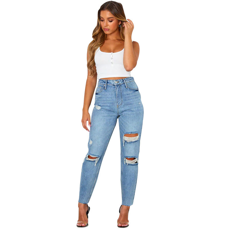 Women's Fashion Washed Blue Jeans apparel & accessories