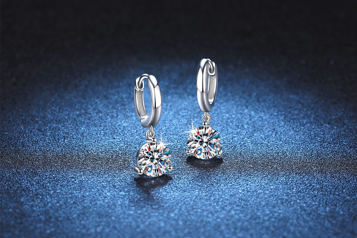 American S925 Sterling Silver Earrings Moissanite Jewelry