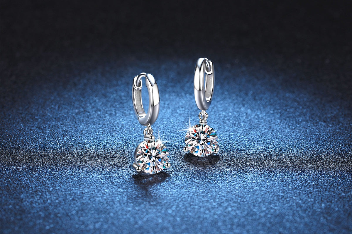 European And American S925 Sterling Silver Earrings Moissanite Jewelry