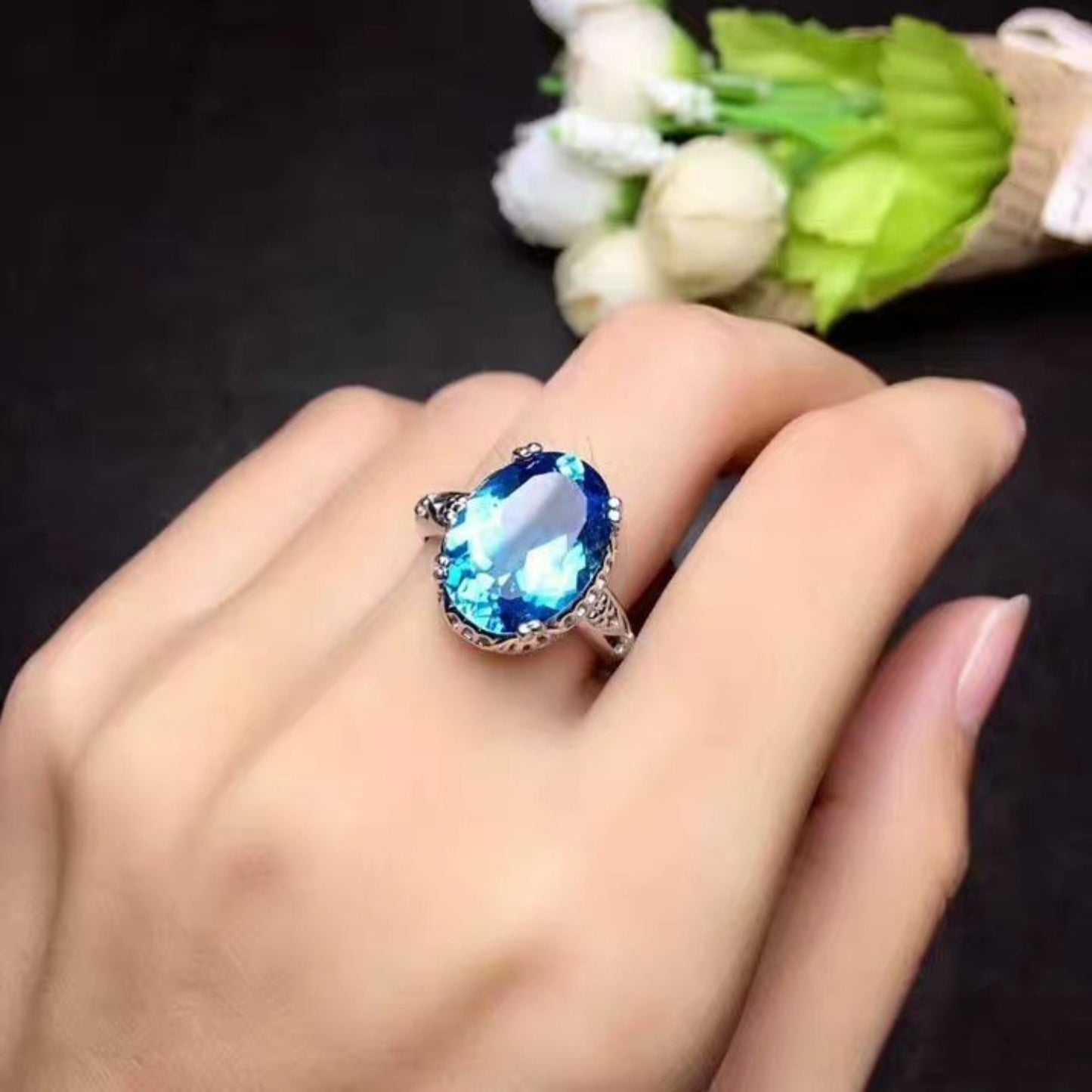 Platinum-Plated Artificial Gemstone Ring apparel & accessories