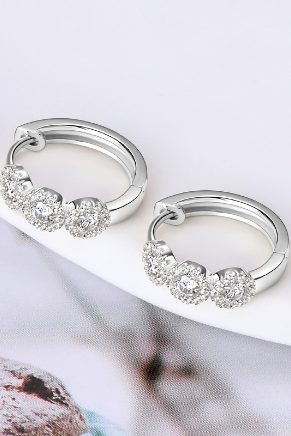 Moissanite 925 Sterling Silver Huggie Earrings apparel & accessories