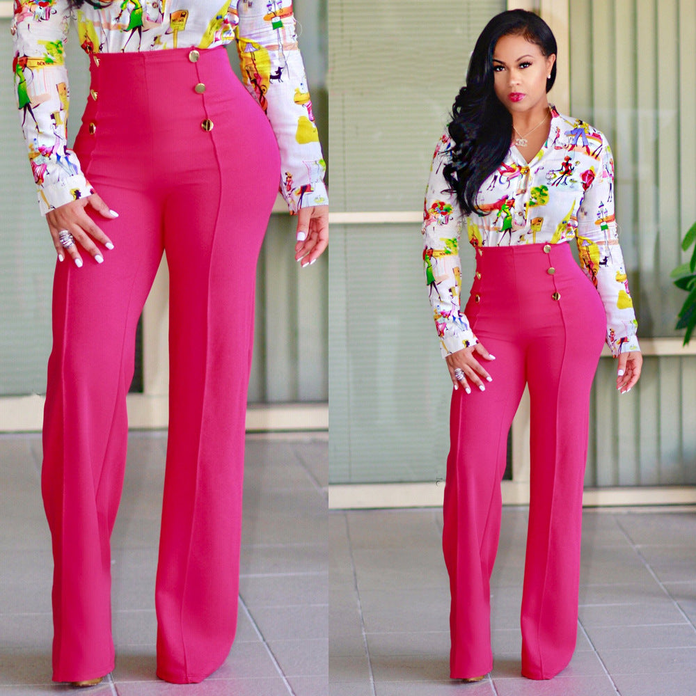 Stylish Slim Personality Double-Breasted Flared Trousers apparel & accessories