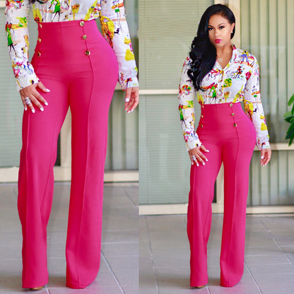 Stylish Slim Personality Double-Breasted Flared Trousers apparel & accessories