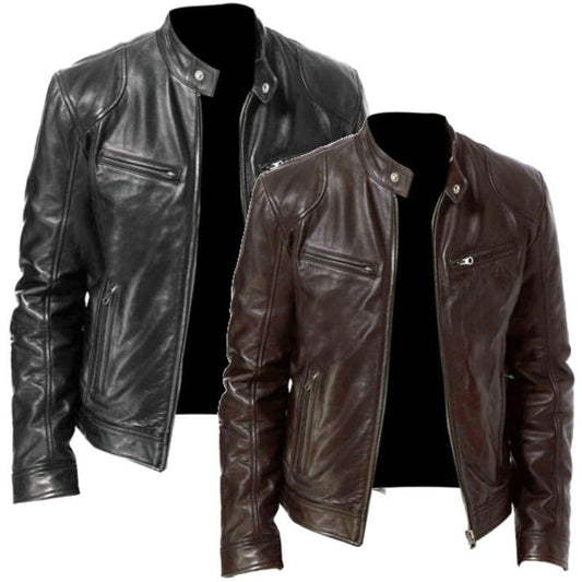 Pu Leather Collar Slim Leather Jacket apparels & accessories