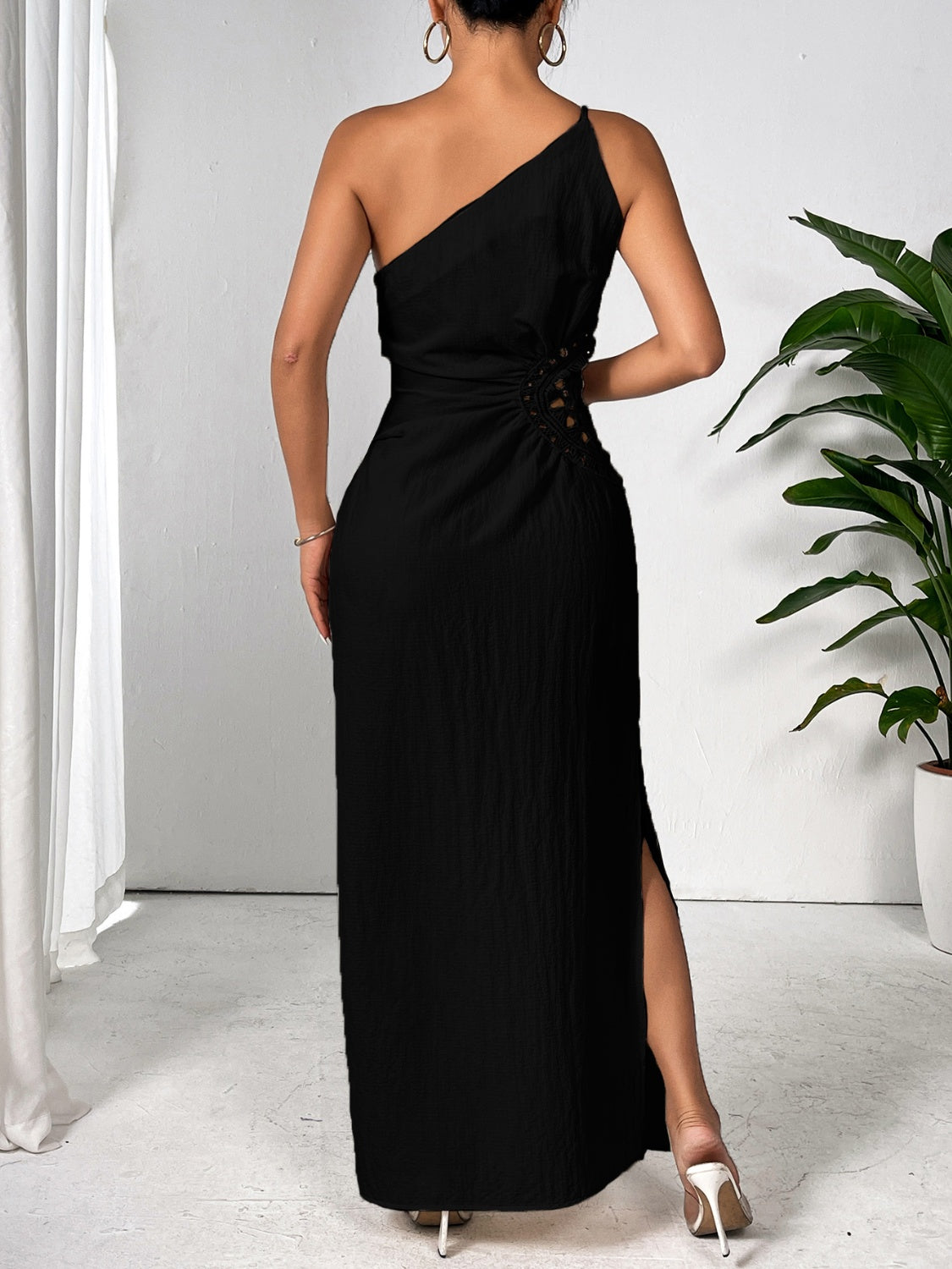 Slit One Shoulder Sleeveless Maxi Dress Dresses & Tops