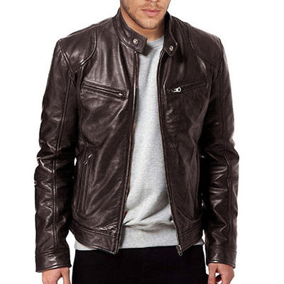 PU Leather Jacket Slim Leather Jacket men's clothing