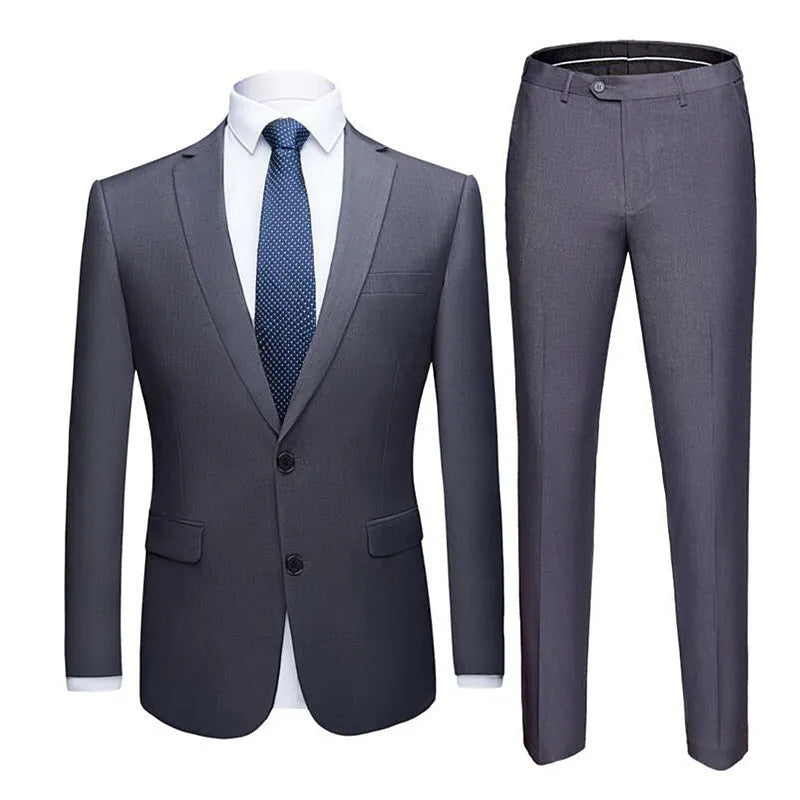 Solid Color Two-piece Plus Size Men's Suit apparels & accessories