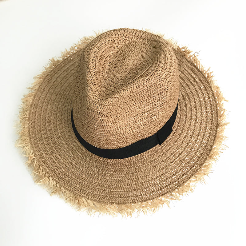 Women Natural Wide Brim Burr Raffia Straw Hats apparels & accessories