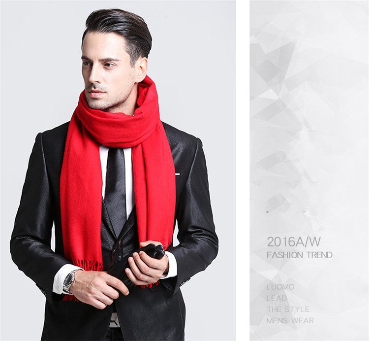 Faux Cashmere Scarf Solid Color Winter Men's Scarves