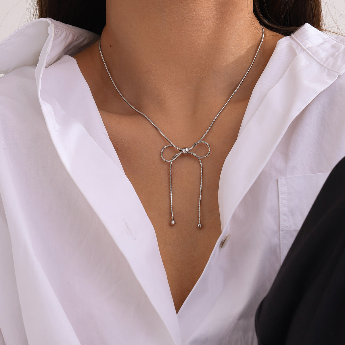 Stainless Steel Bow Necklace apparel & accessories