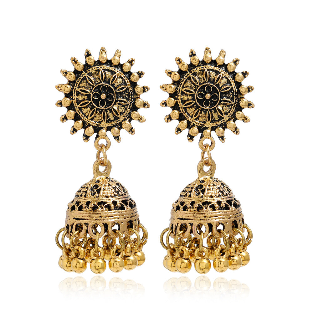 Bohemian Ethnic Carved Vintage Pattern Creative Bell Earrings Jewelry