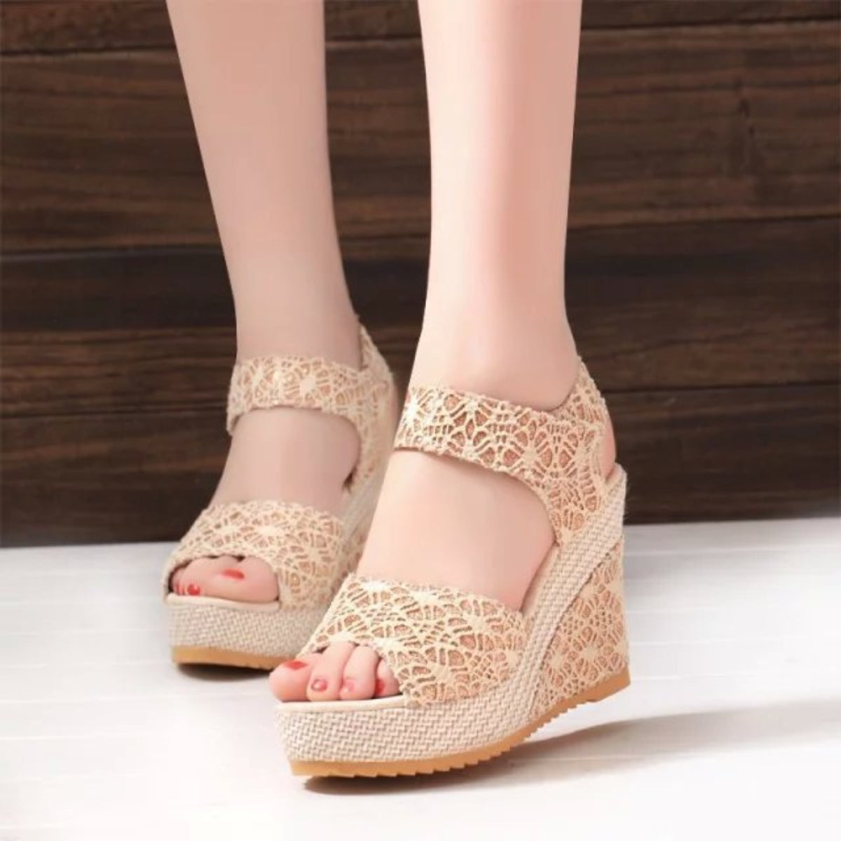 Lace Detail Open Toe High Heel Sandals Accessories for women