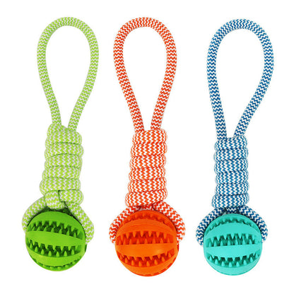 Dog Toys Balls Interactive Treat Rope Rubber Leaking Balls For Small Medium Dogs Chewing Bite Resistant Pet Tooth Cleaning Dog Toys