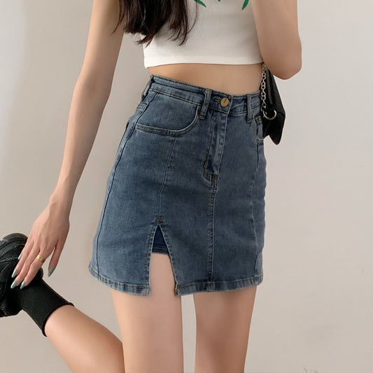 Split denim skirt apparel & accessories