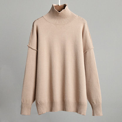 Women's  Loose Patchwork Turtleneck Sweater apparels & accessories