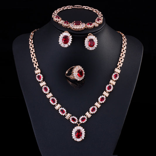 Big Brand Retro Zircon Necklace Set Chain Women Jewelry