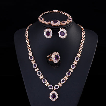 Big Brand Retro Zircon Necklace Set Chain Women Jewelry