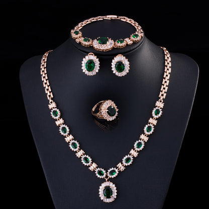 Big Brand Retro Zircon Necklace Set Chain Women Jewelry