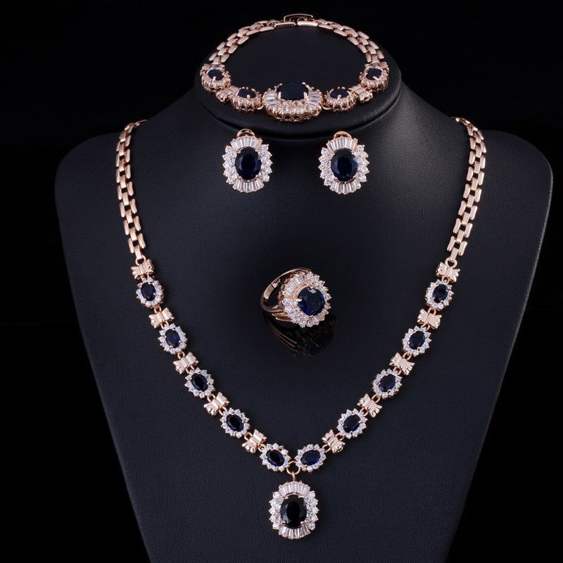 Big Brand Retro Zircon Necklace Set Chain Women Jewelry