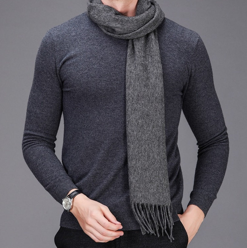 High-end brand winter cashmere scarf Men and women with pure wool warm retro thickened long collar Men's Scarves