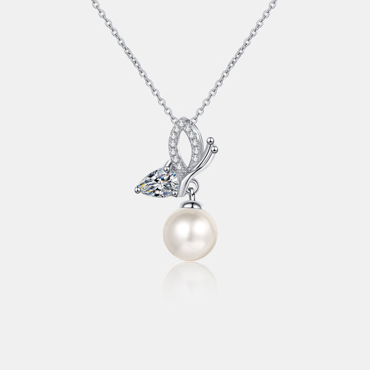 Natural Pearl Pendant Moissanite 925 Sterling Silver Necklace apparel & accessories