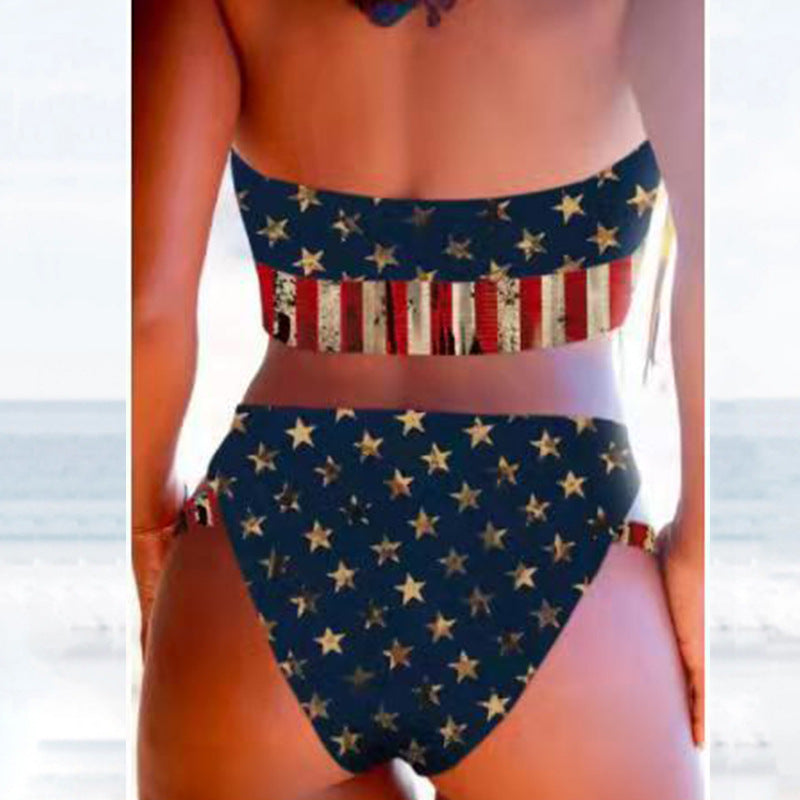 Women's Swimsuit Split Flag Bikini Sexy Stripes Bikini Five-pointed Star Swimsuit apparel & accessories