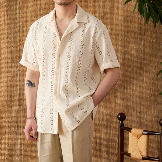 Cuban Collar Summer Thin Short-sleeved Shirt men's clothing