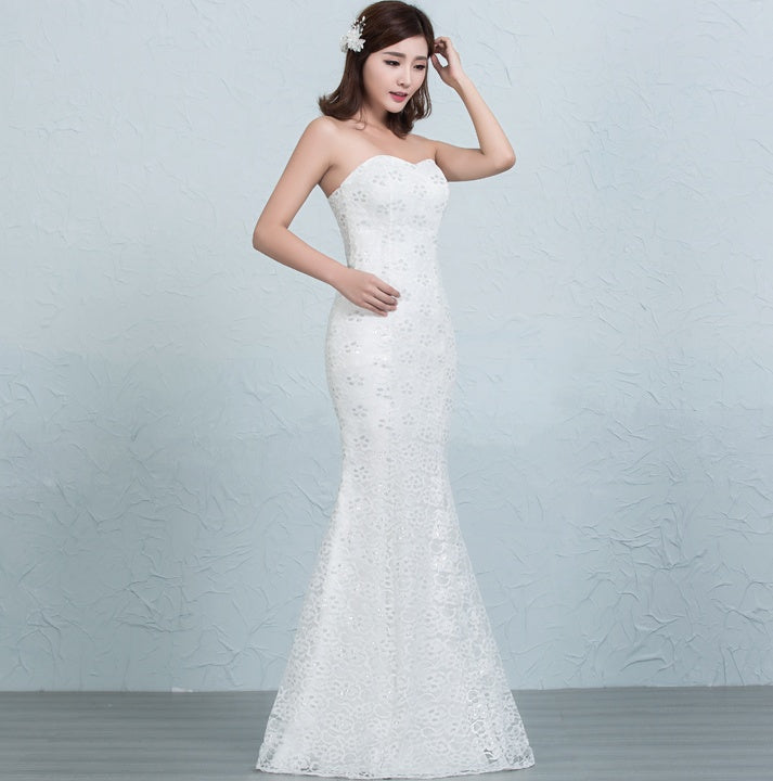 Sequined lace waist fishtail wedding dress apparel & accessories