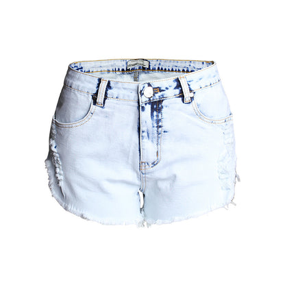 Ripped high waist white washed denim shorts 0