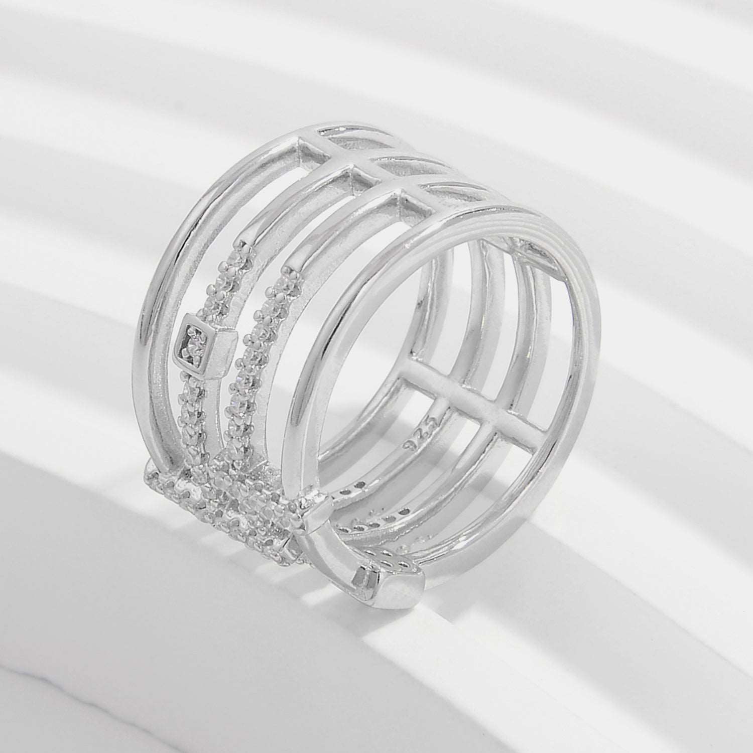 925 Sterling Silver Inlaid Zircon Ring apparel & accessories