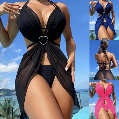 Women's Solid Color Split Three-piece Bikini apparel & accessories