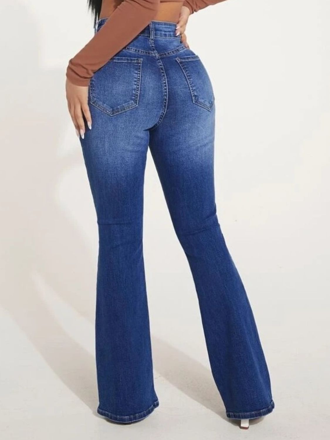 Button Fly Bootcut Jeans with Pockets Bottom wear