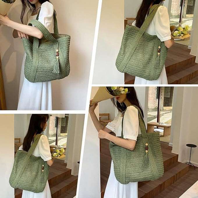 Beach Weaving Tassel Women's Straw Handbag apparel & accessories