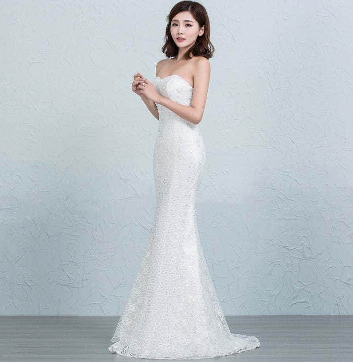 Sequined lace waist fishtail wedding dress apparel & accessories