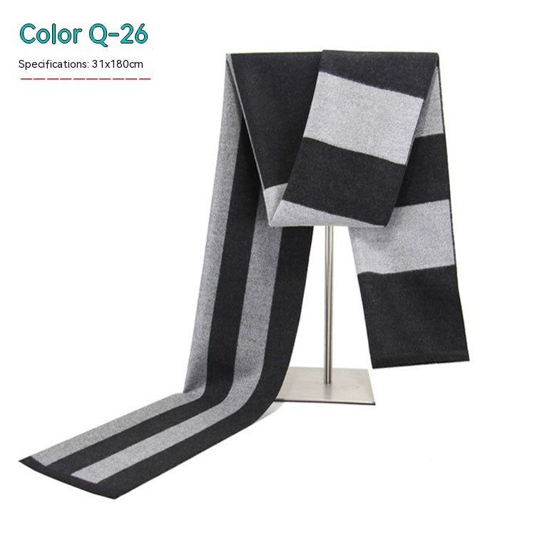 Men's Striped Winter Warm Artificial Cashmere Scarf Men's Scarves