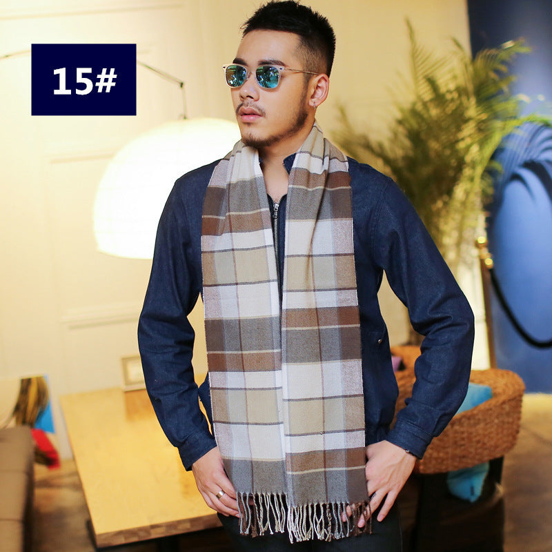 Men's Fashion Casual Warm Plaid Scarf Men's Scarves