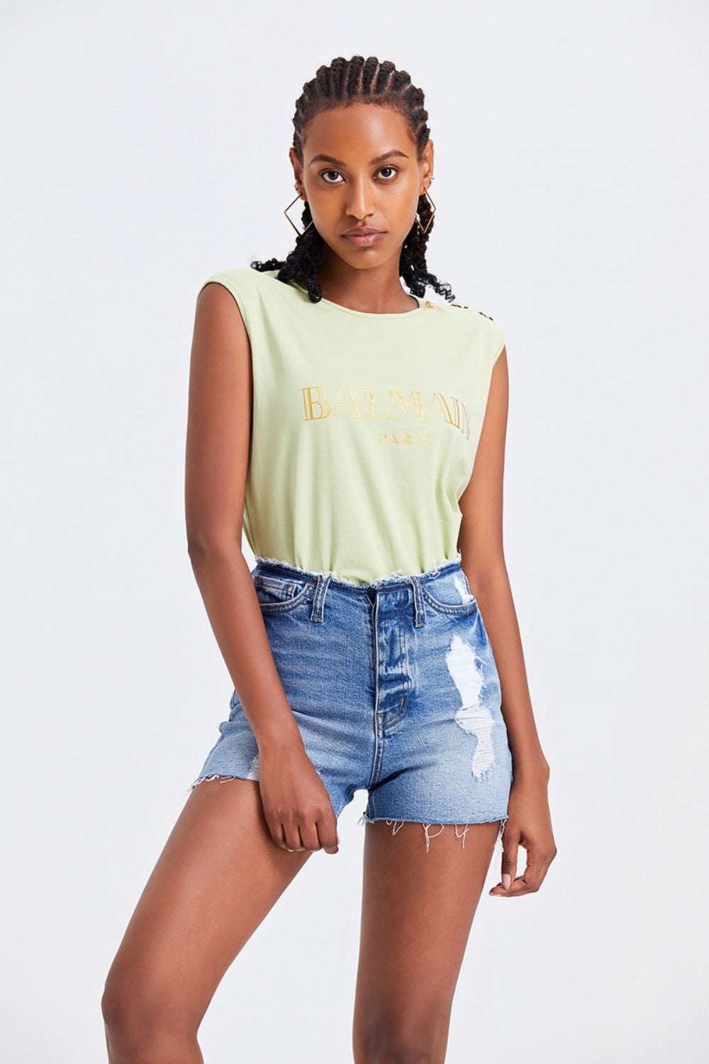 BAYEAS High Rise Bandless Denim Shorts Bottom wear